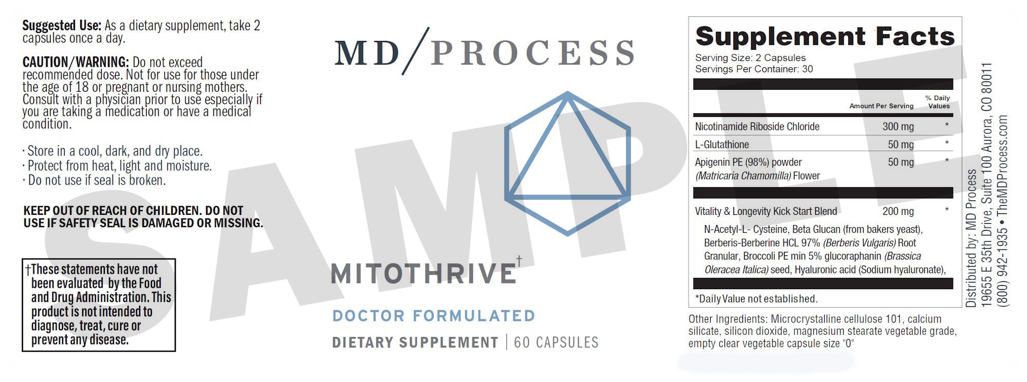 MitoThrive Supplement Fact